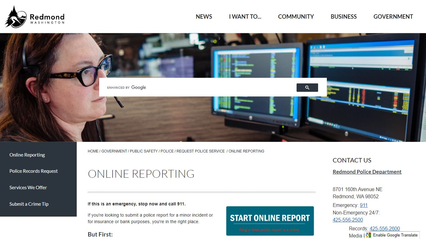 Online Reporting | Redmond, WA