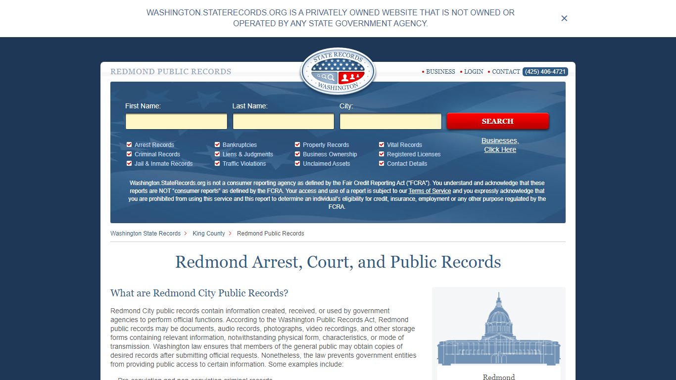Redmond Arrest and Public Records | Washington.StateRecords.org