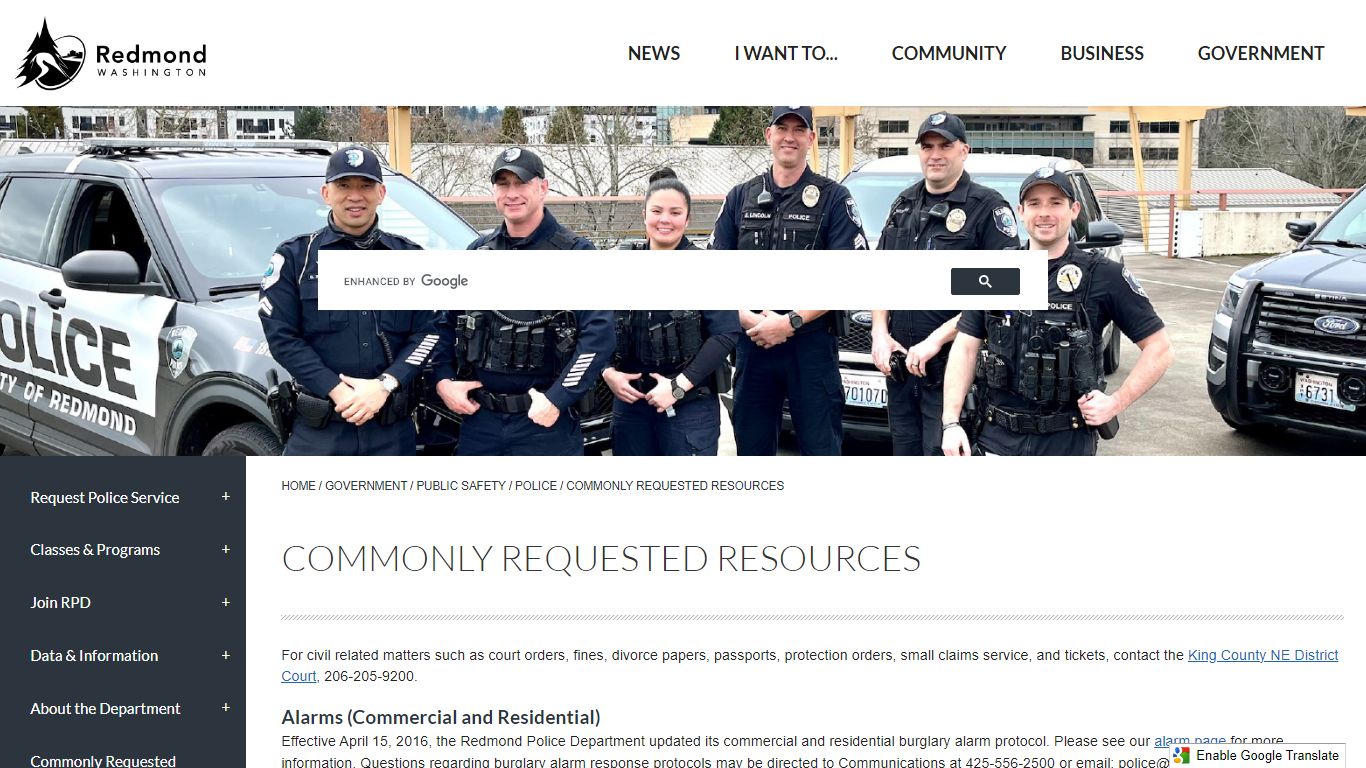 Commonly Requested Resources | Redmond, WA